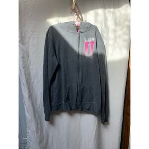 Gray Hoodie Love U Zippered Sweatshirt by Hard Candy - Size XL